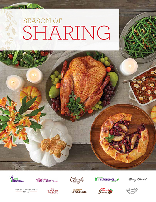 The cover of the Season of Sharing Look Book featuring the Harry & David Gourmet Turkey Feast