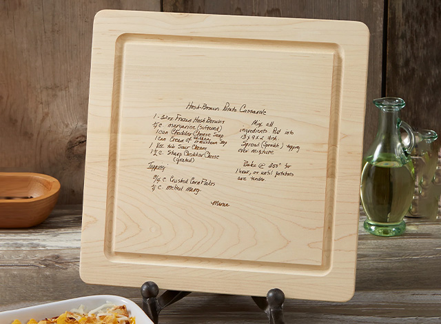 Handwritten Recipe Personalized Maple Leaf Square Cutting Board