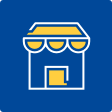 A blue and yellow storefront icon